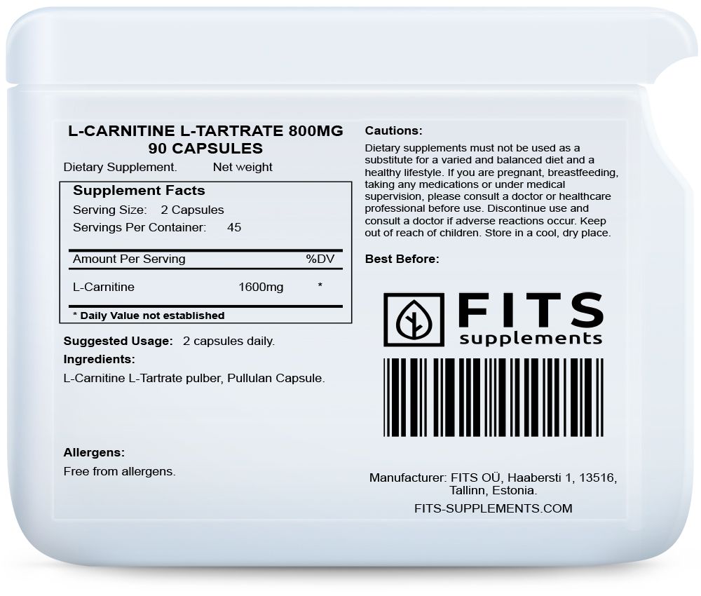 L-Carnitine L-Tartraat 800mg 90 capsules