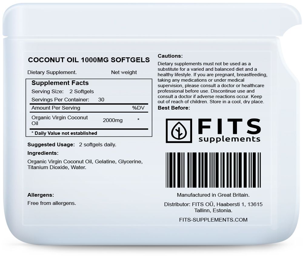 Kokosolie 1000mg 60 zachte capsules