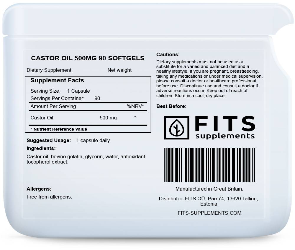Castor Oil 500mg 90 softgels