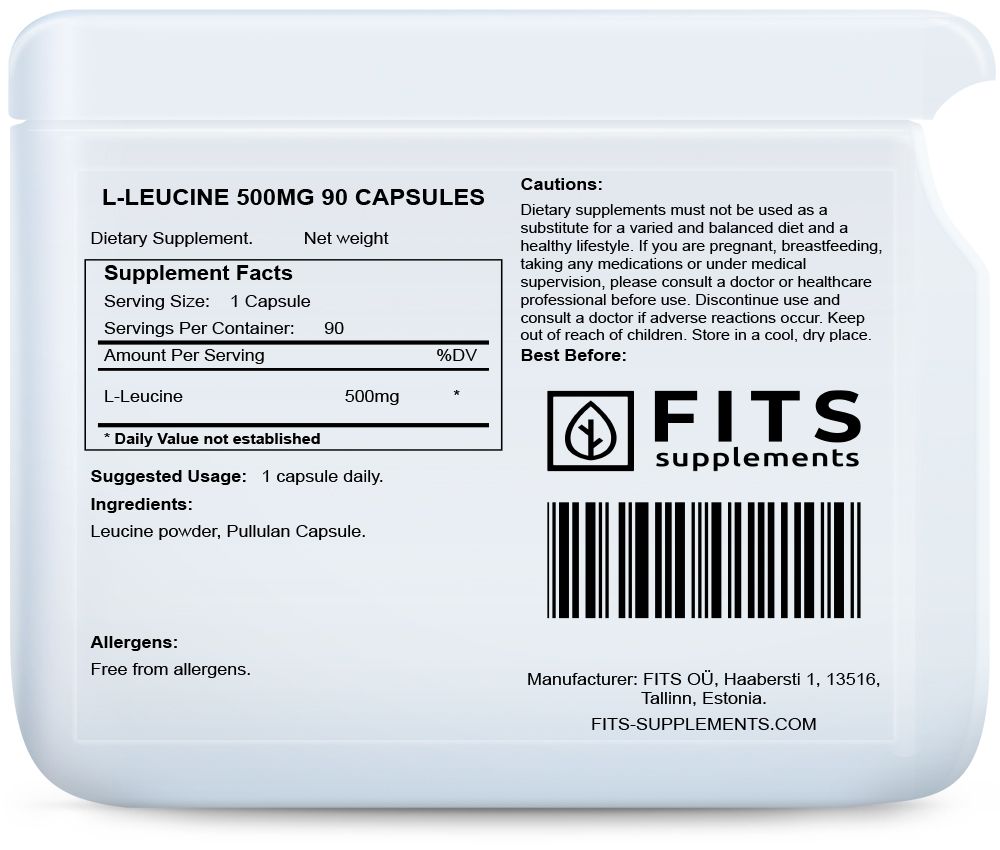 L-Leucine 500mg 90 capsules