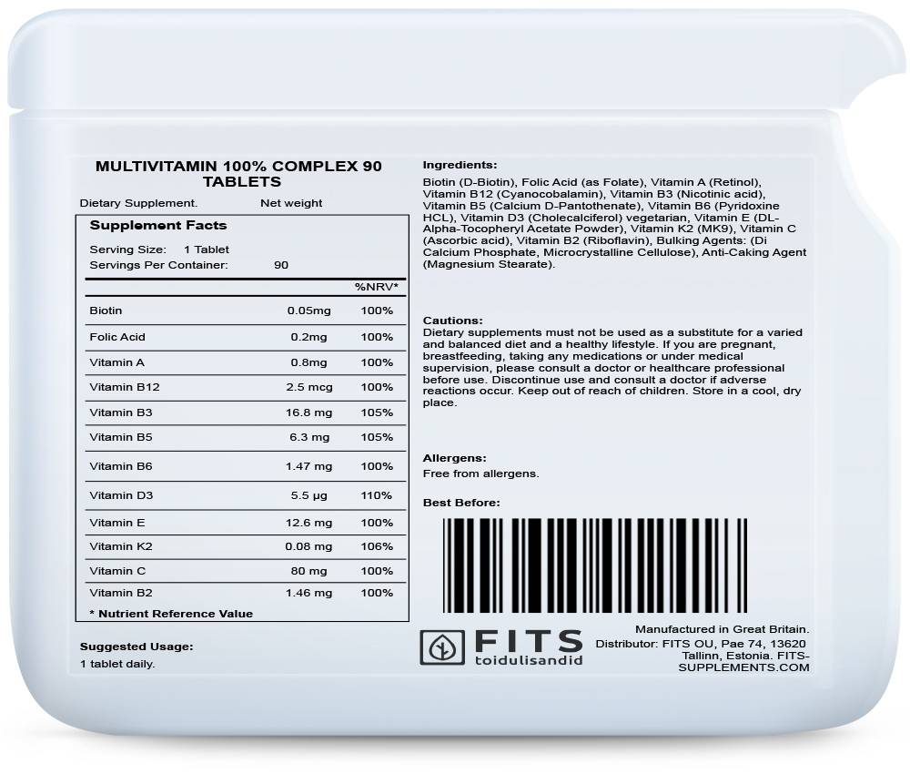 Multivitamin 100% Complex 90 tablets