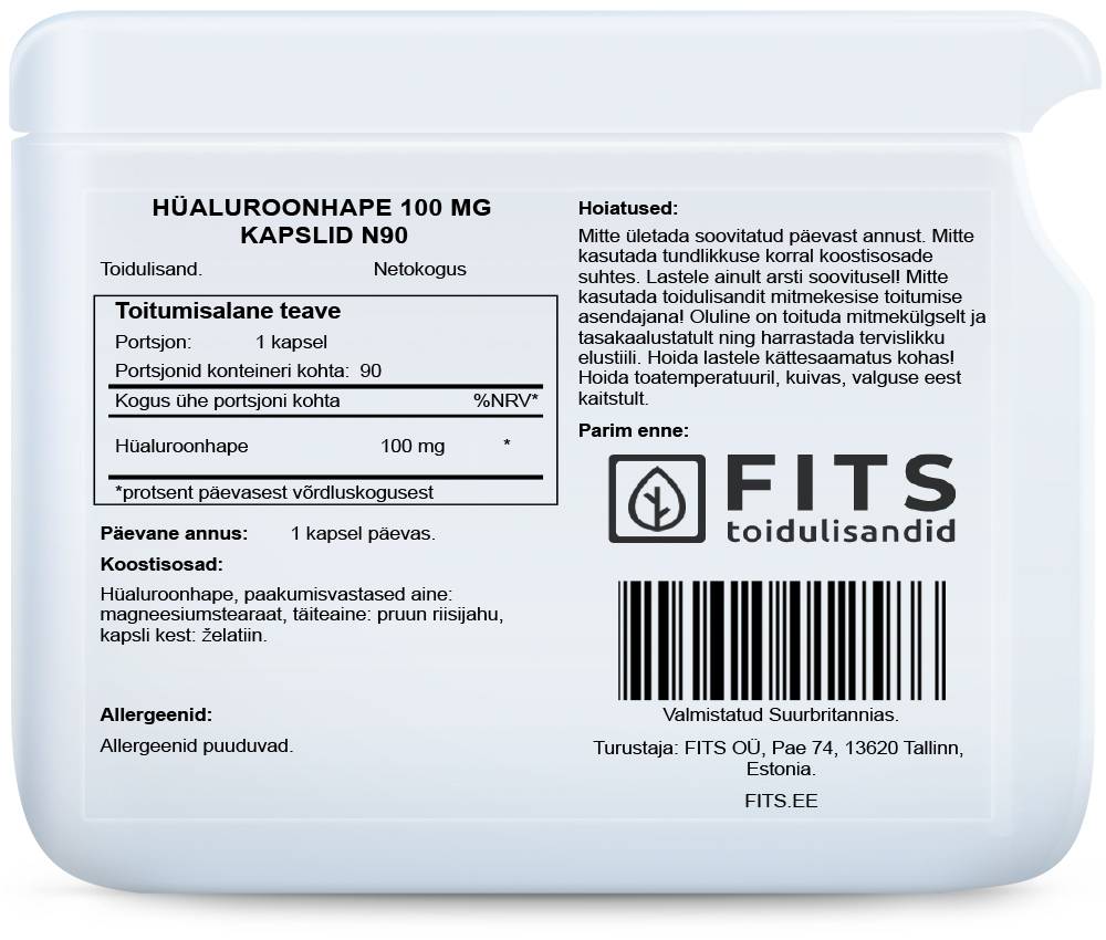 Hyaluronic Acid 100mg 90 capsules