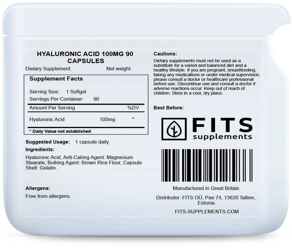 Hyaluronic Acid 100mg 90 capsules