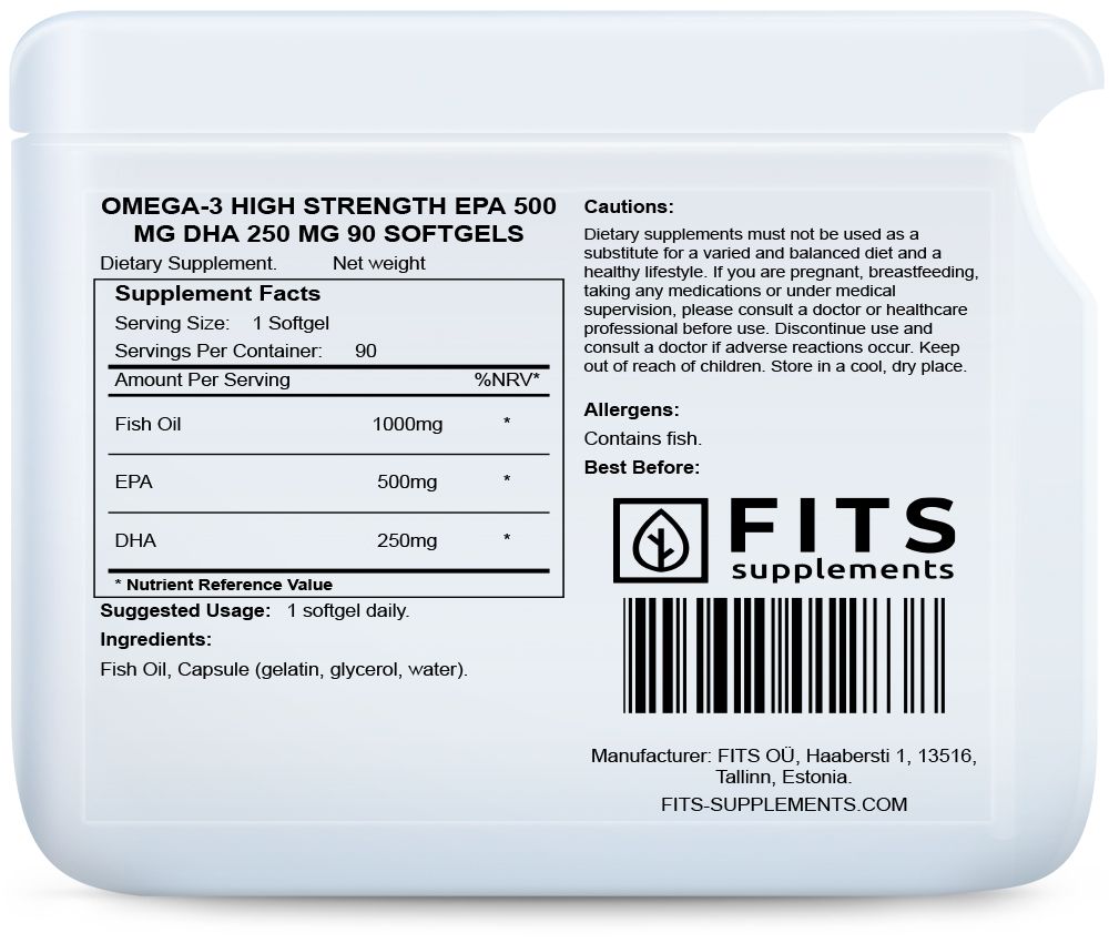 Omega-3 Hoge Sterkte EPA 500 mg DHA 250 mg 90 zachte capsules