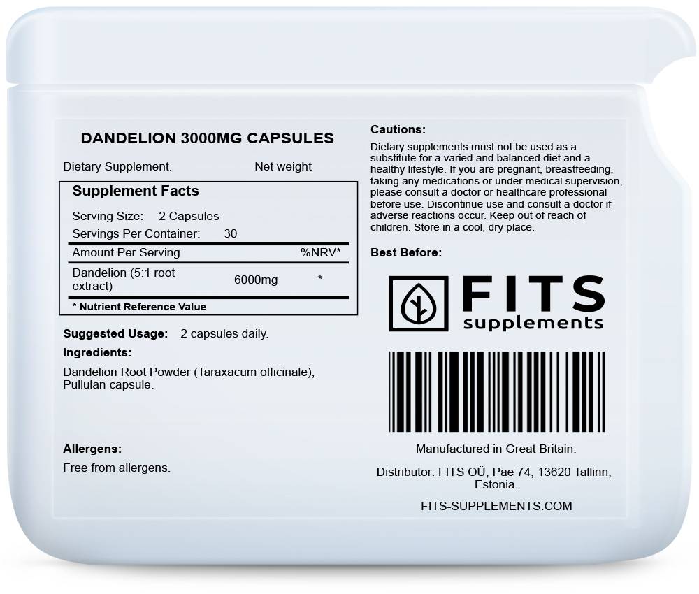Dandelion 3000mg 60 capsules