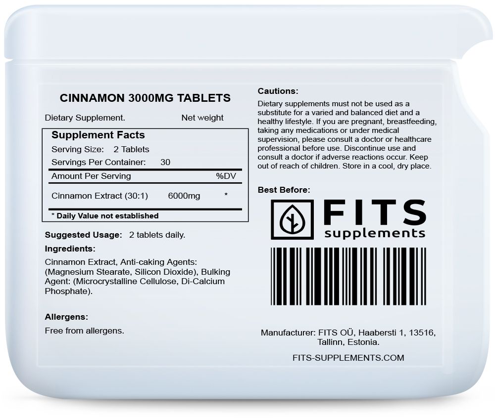 Kaneel 3000mg 60 tabletten