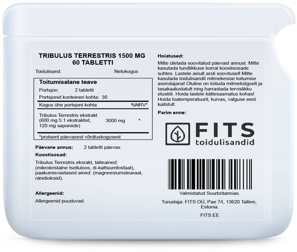 Tribulus Terrestris 1500mg 60 tablets