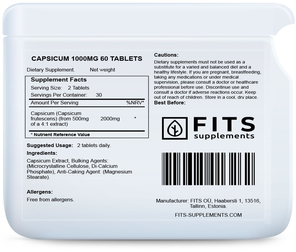 Capsicum 1000mg 60 tabletten