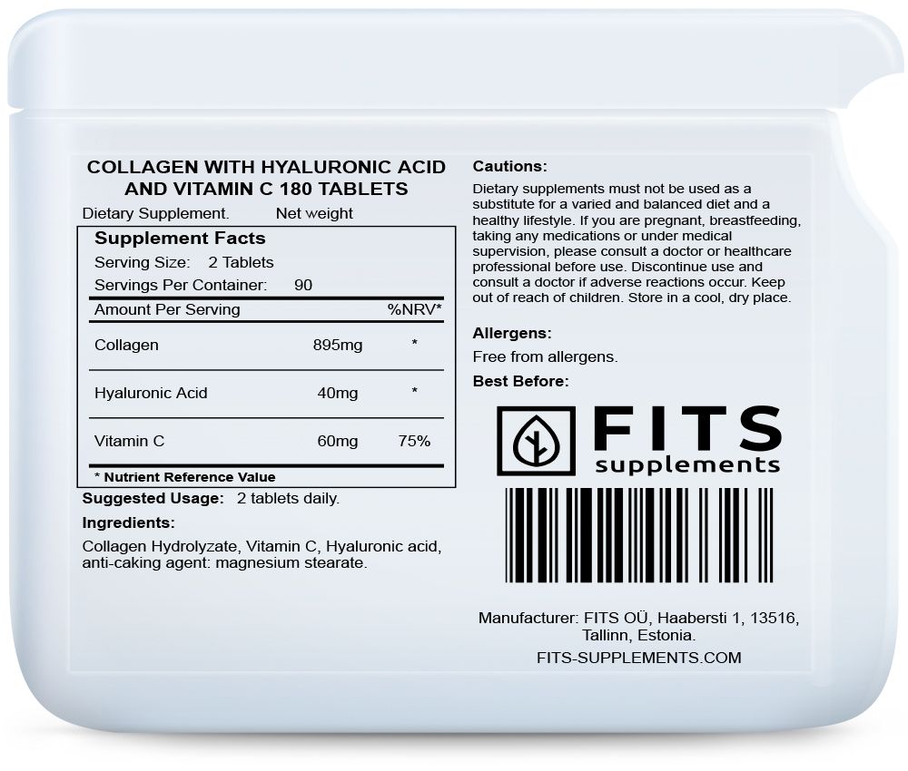 Collageen met Hyaluronzuur en Vitamine C 180 tabletten
