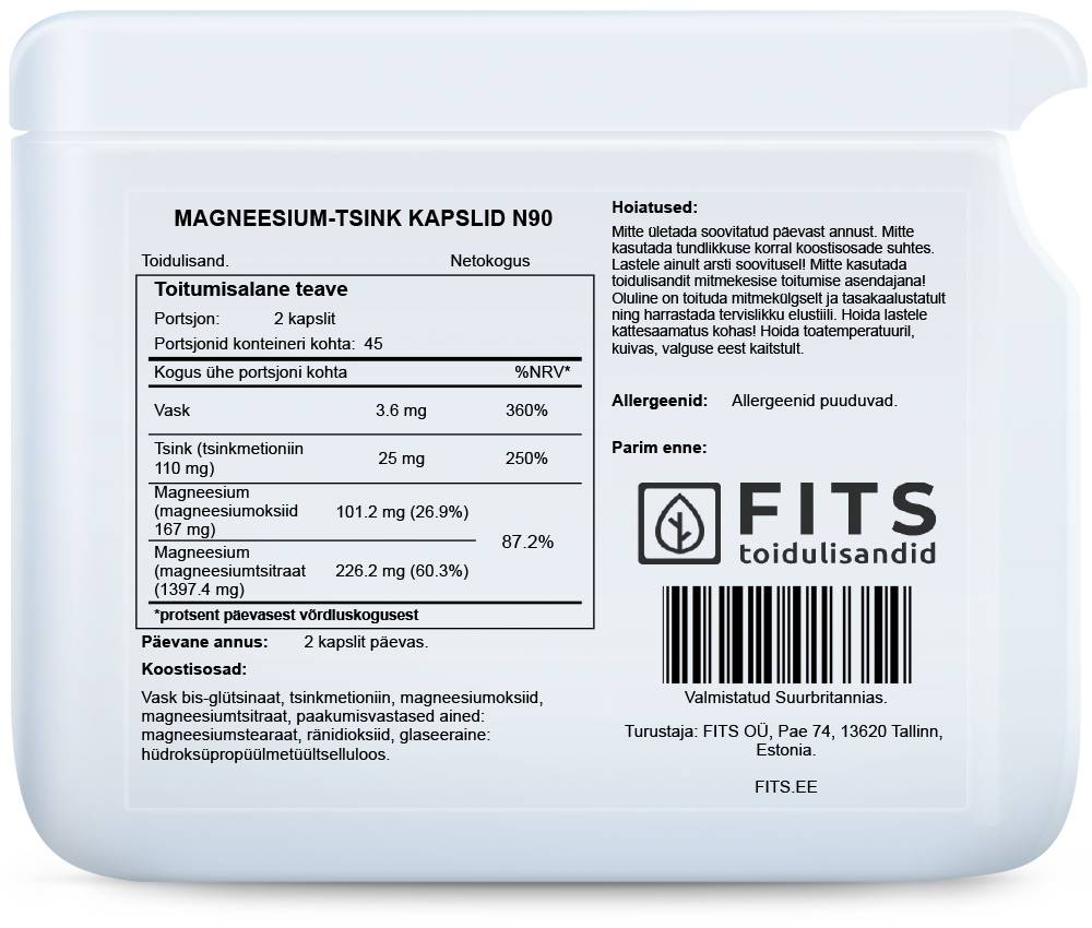Magnesium and Zinc 90 capsules