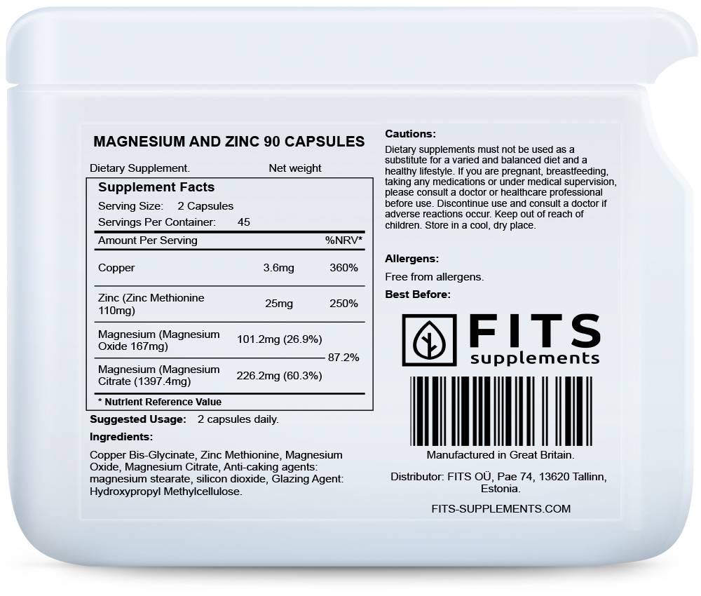 Magnesium and Zinc 90 capsules