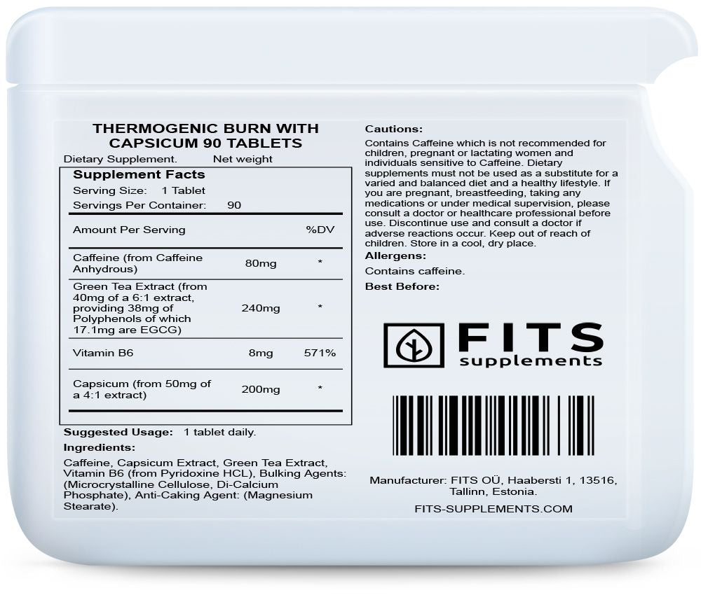 Thermogene Verbranding met Capsicum 90 tabletten