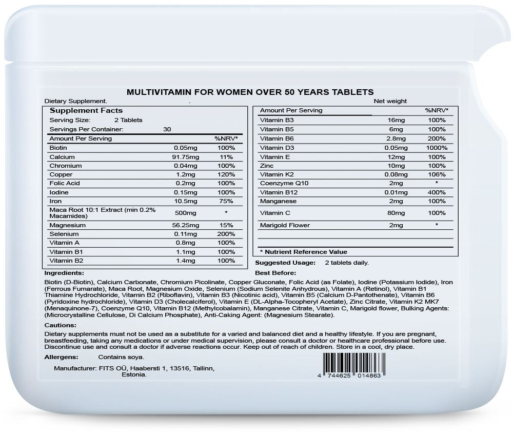 Multivitamine voor vrouwen boven 50 jaar 60 tabletten