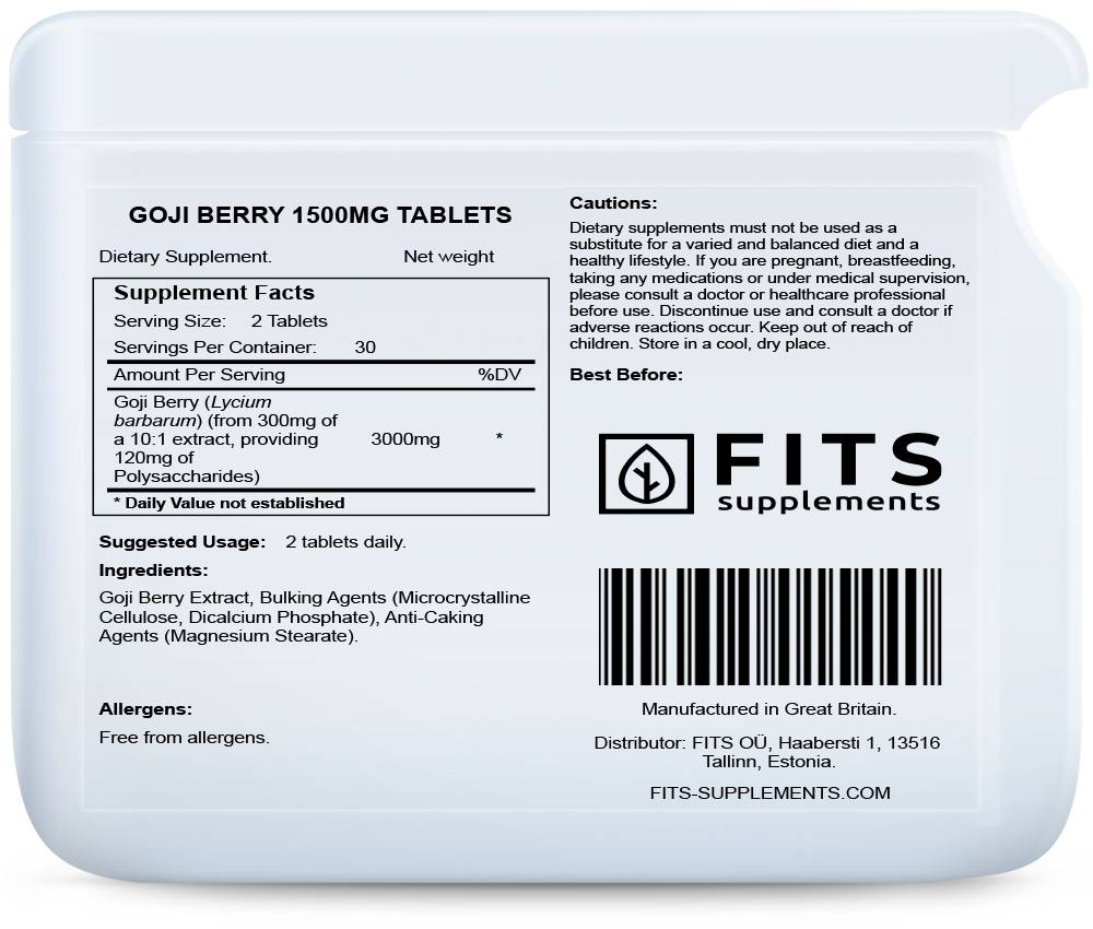 Goji Berry 1500mg 60 tablets