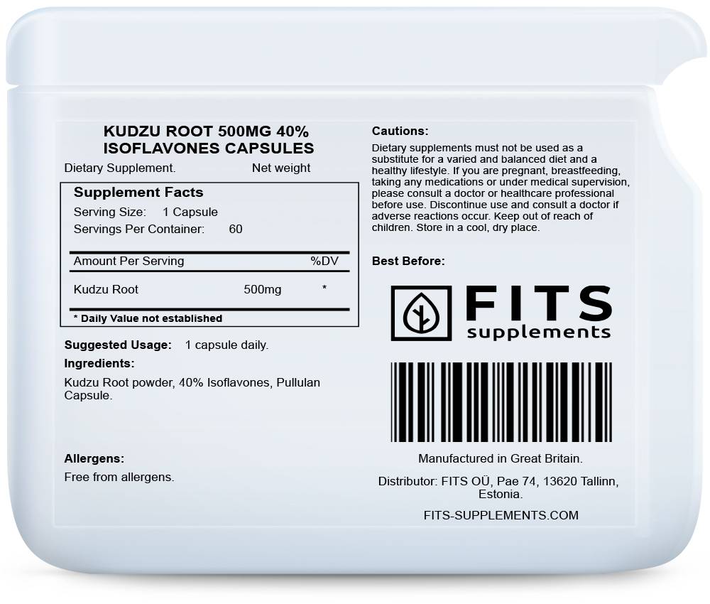 Kudzu Root 500mg 40% Isoflavones 60 capsules