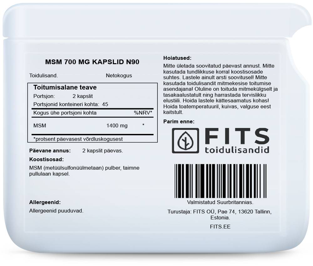 MSM 700mg 90 capsules