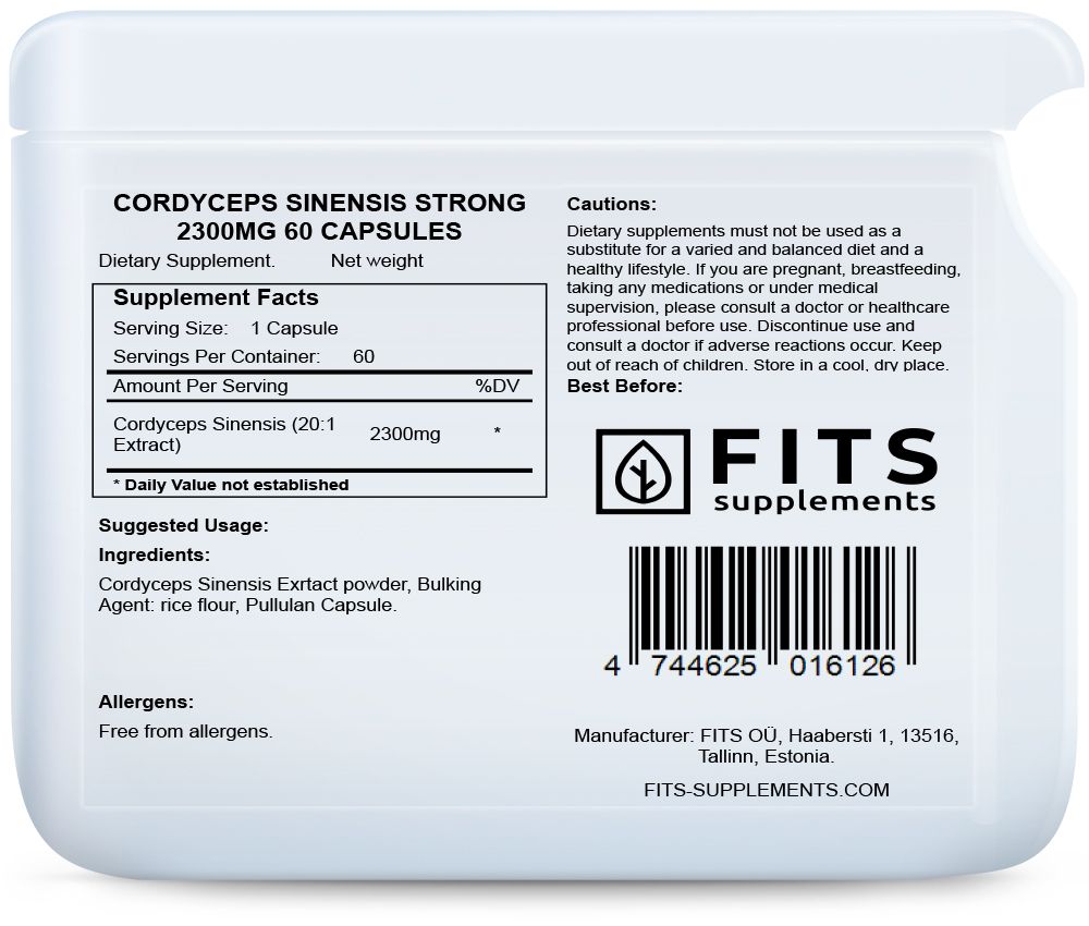 Cordyceps Sinensis Sterk 2300mg 60 capsules