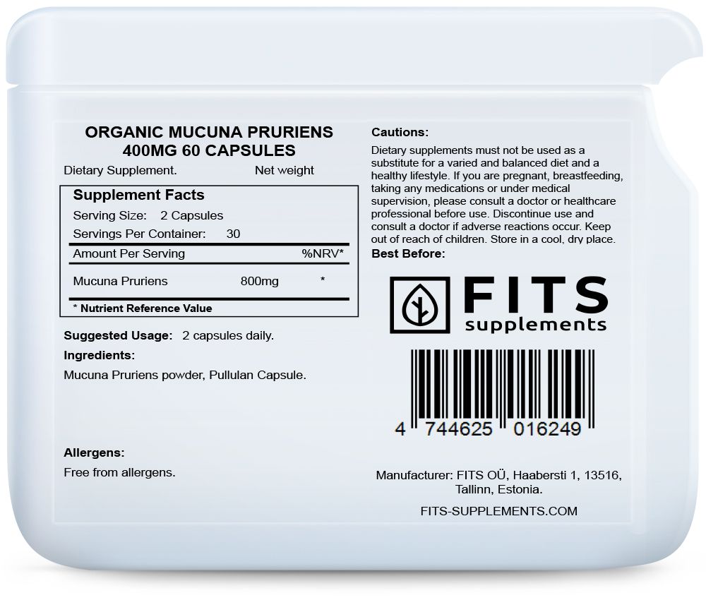 Biologische Mucuna Pruriens 400mg 60 capsules