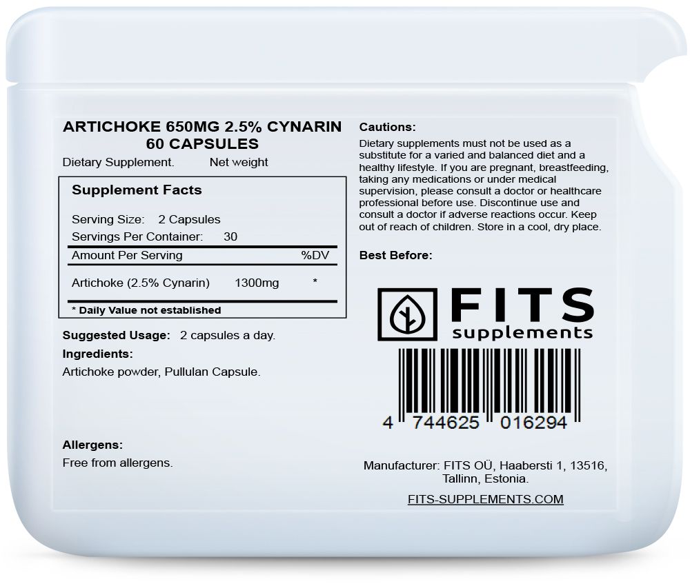 Artisjok 650mg 2,5% Cynarine 60 capsules