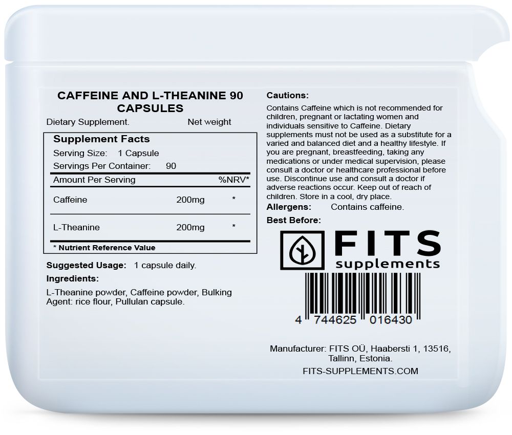 Cafeïne en L-Theanine 90 capsules