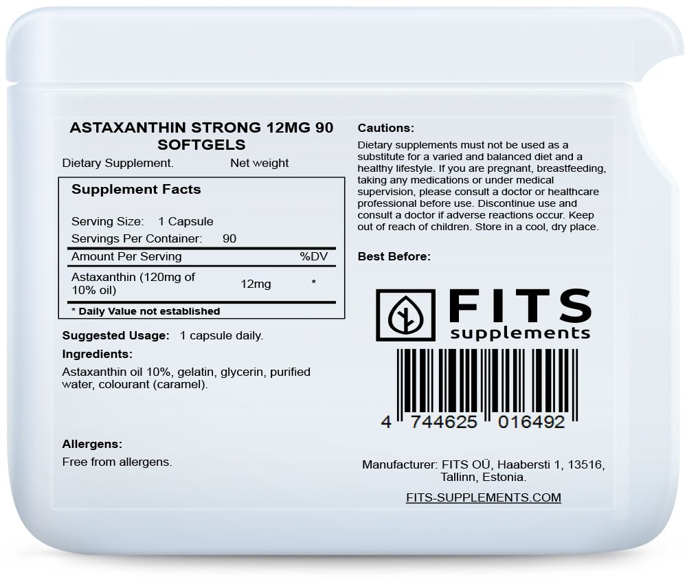 Astaxanthine Sterk 12mg 90 zachte capsules