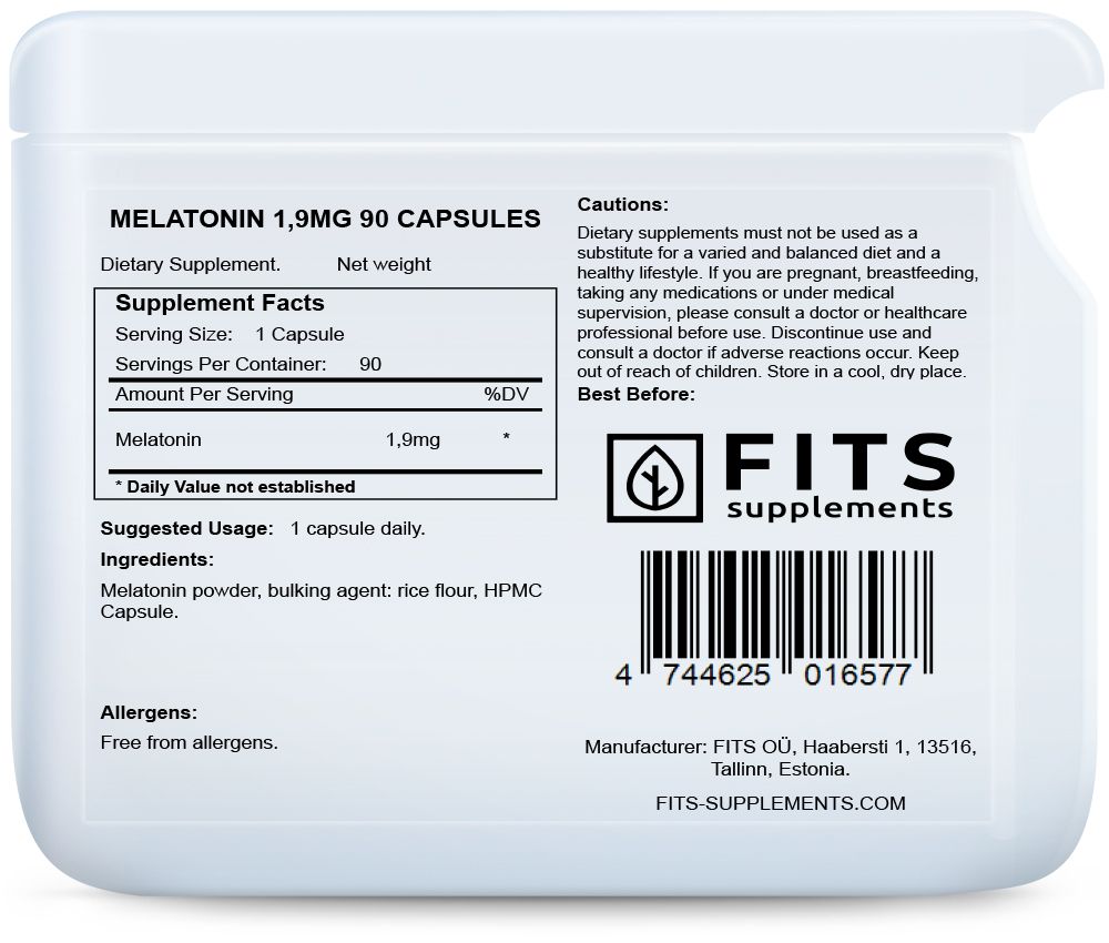 Melatonine 1,9mg 90 capsules