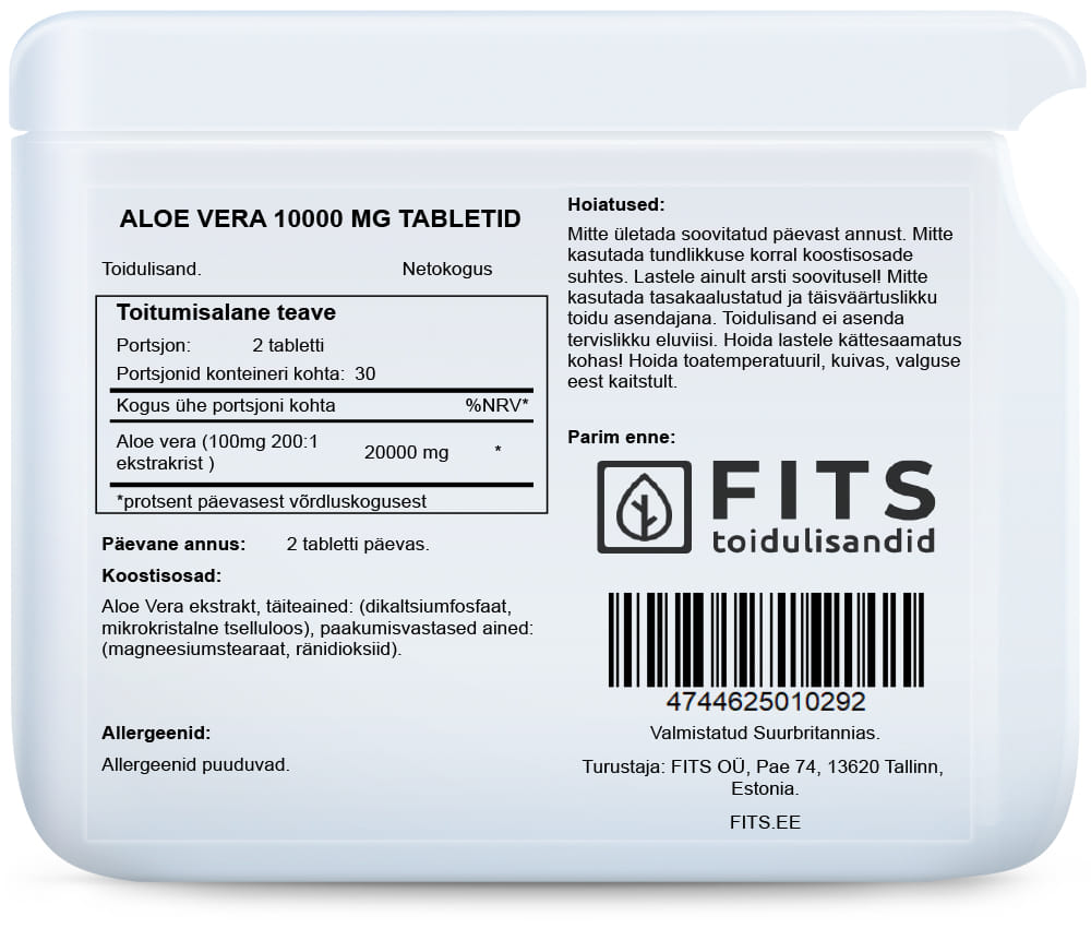 Aloe Vera 10000mg 60 tablets
