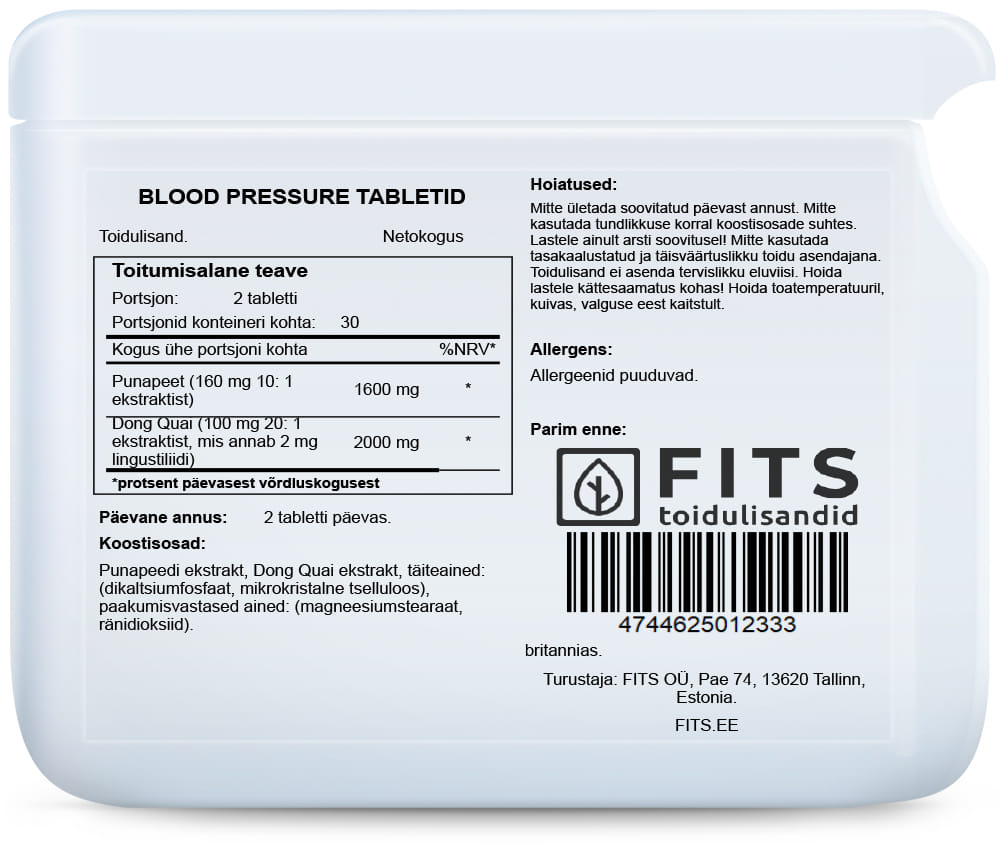 Blood Pressure 60 tablets - FITS Dietary Supplements