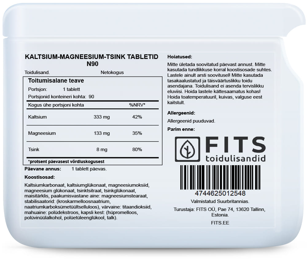 Calcium, Magnesium and Zinc 90 tablets