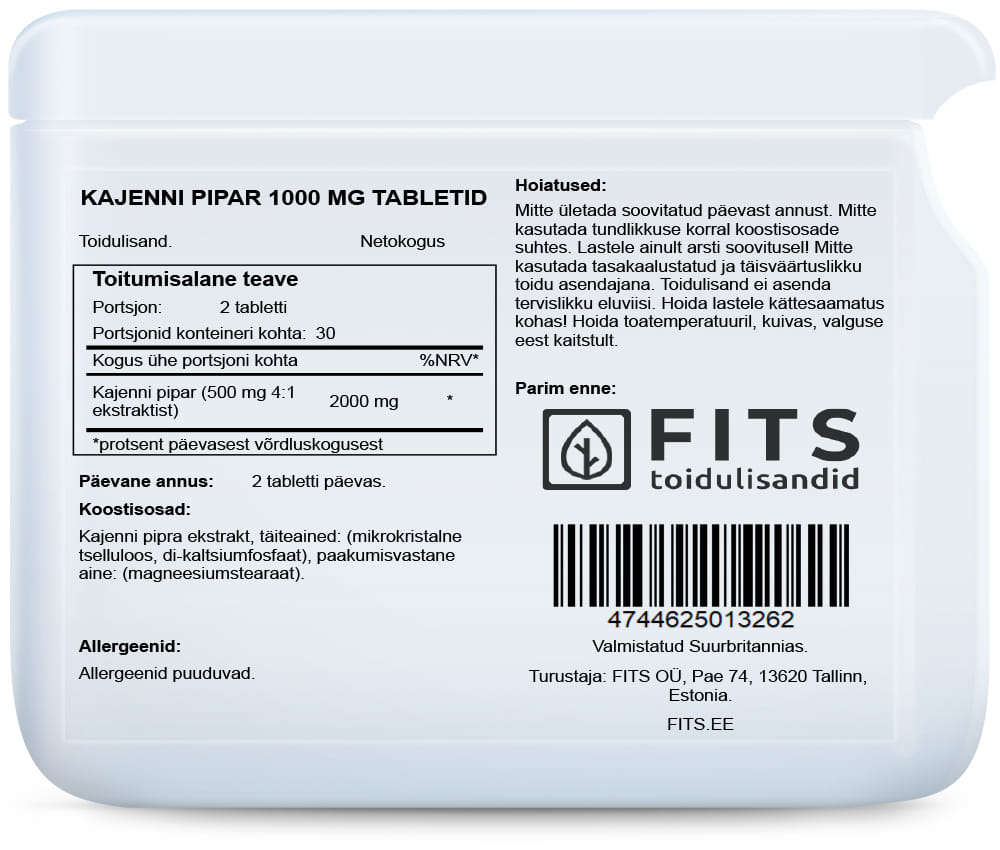 Capsicum 1000mg 60 tablets