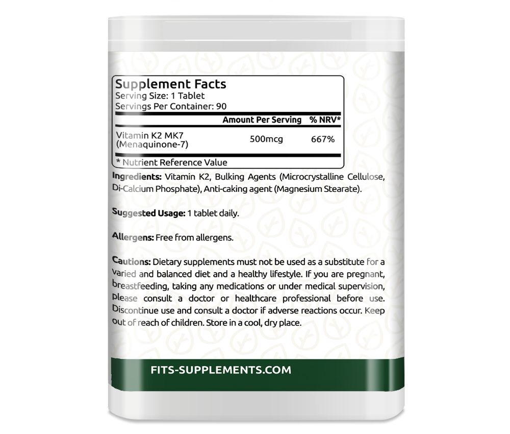 Vitamin K2 MK7 500 mcg 90 tablets