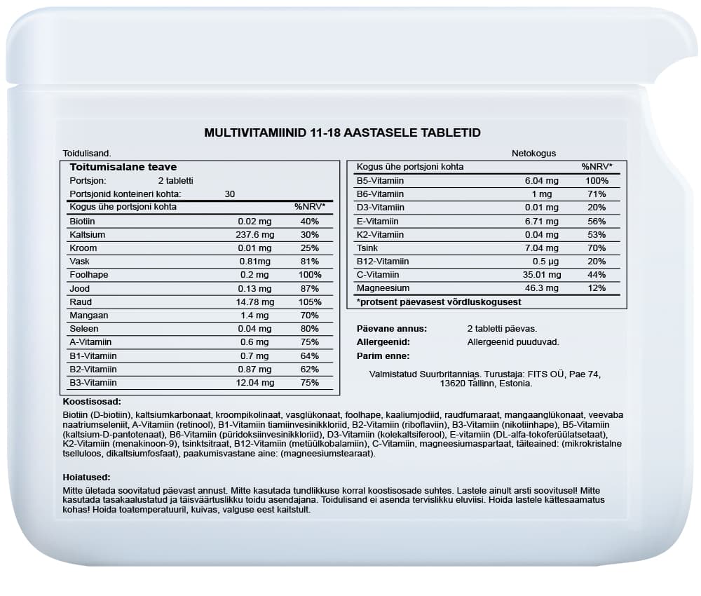Multivitamins for 11-18 Years Old 60 tablets