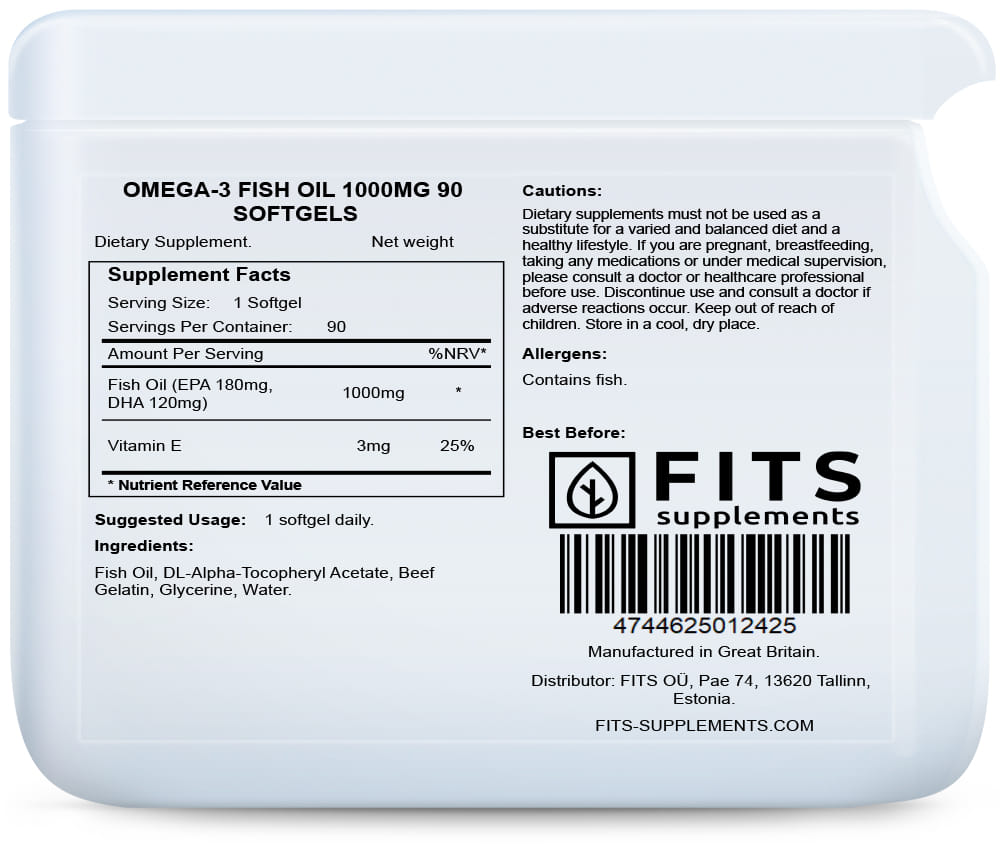 Omega-3 Fish Oil 1000mg 90 softgels