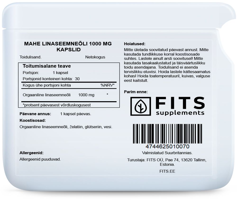 Flaxseed Oil 1000mg 30 softgels