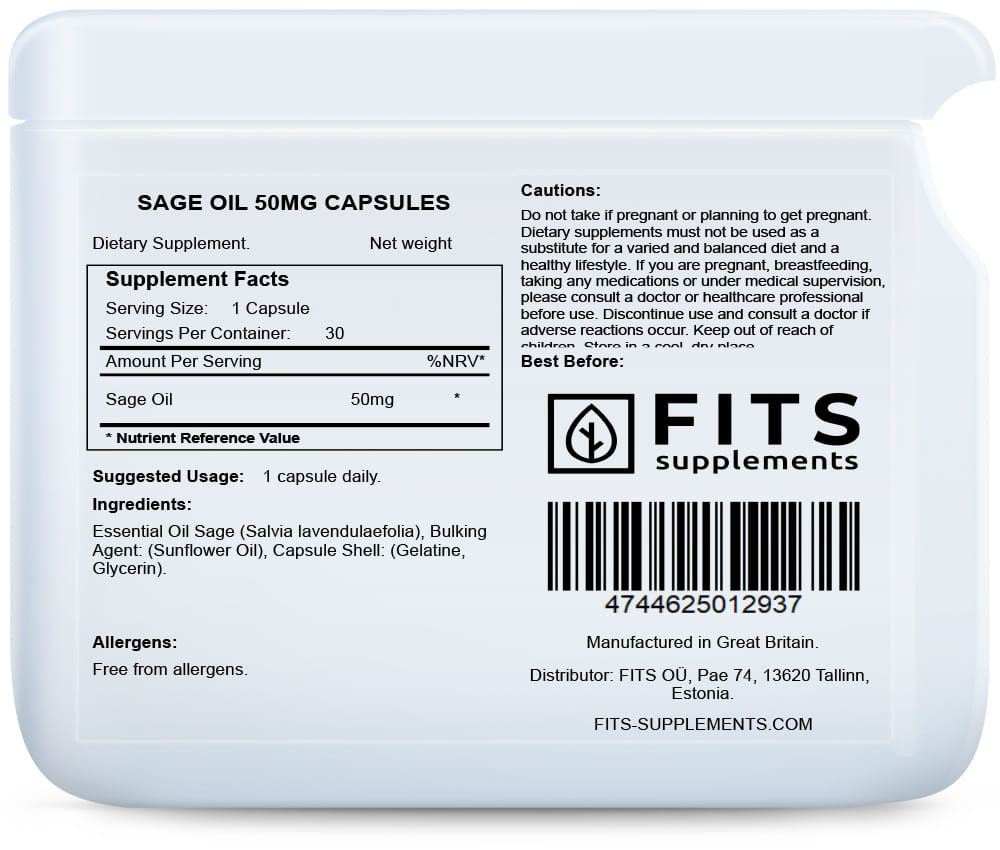 Sage Oil 50mg 30 capsules